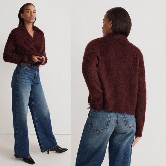 Madewell - Brushed Polo Sweater NM619 | Medium | Heather Currant - Picture 1 of 10